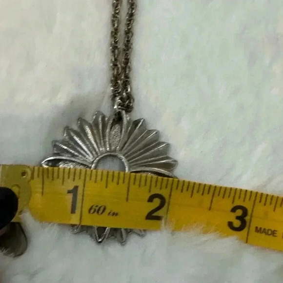 Vintage Flower Starburst Silver Necklace MCM 70’e 80’s Hippie Boho Flower Indie - Picture 5 of 6